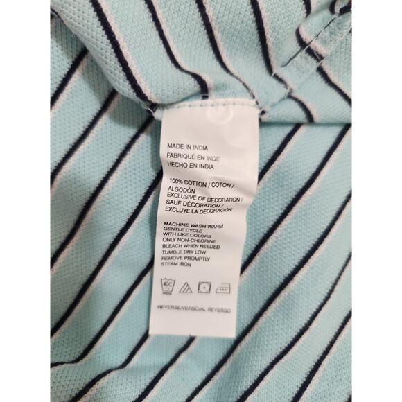 Izod NWT 100% Cotton Polo Shirt Mens 2XL Blue Striped Short Sleeve Golf Preppy - Picture 7 of 15